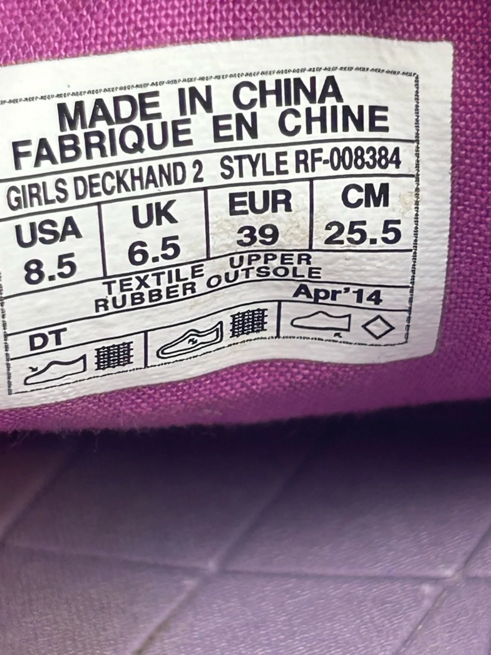 REEF Deckhand 2 Canvas Boat Sneakers Lavender/Purple/Pink  Size US 8.5 / EU 39